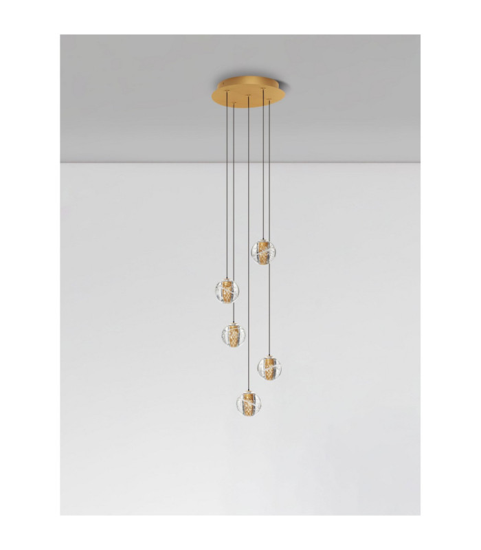 Licio Cluster Pendant Ceiling Light Gold Triac Dimmable LED 16W 832lm 3000K-3