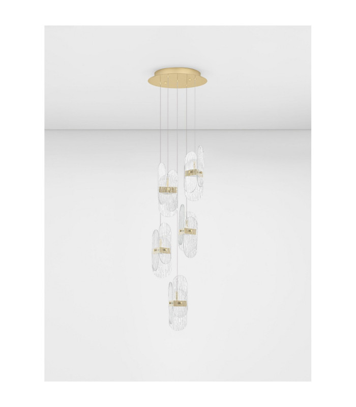 Lucien Cluster Pendant Ceiling Light Brass Gold Triac Dimmable LED 34W 2260lm 3000K-3