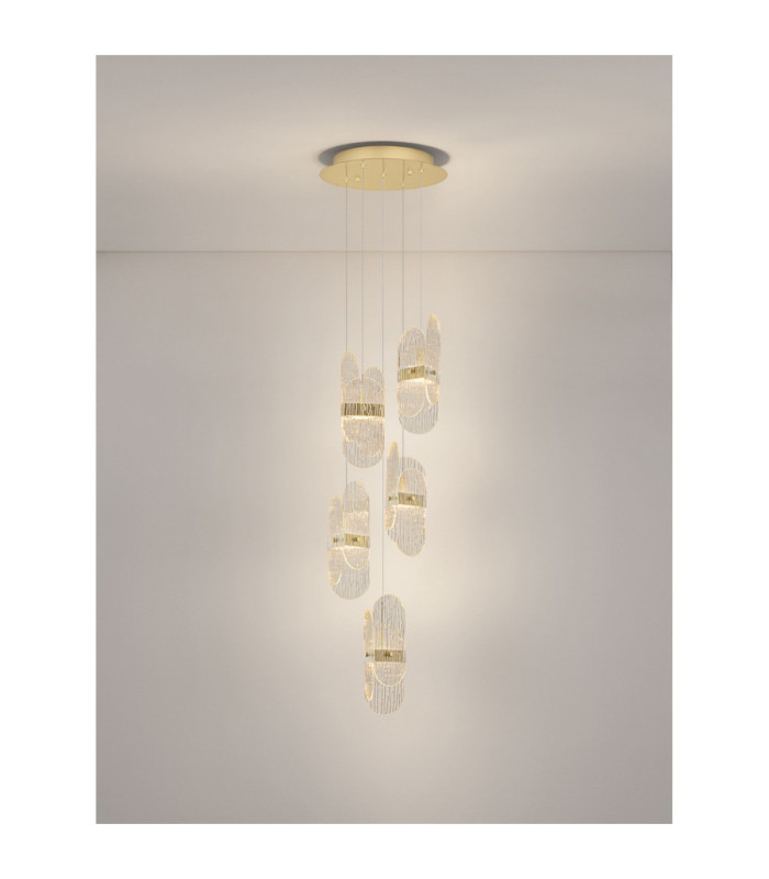 Lucien Cluster Pendant Ceiling Light Brass Gold Triac Dimmable LED 34W 2260lm 3000K-4