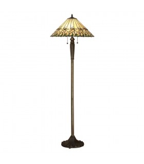 2 Light Floor Lamp Tiffany Glass, Dark Bronze Paint with Highlights, E27 - 1