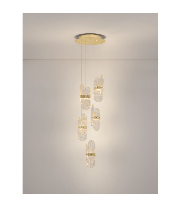 Lucien Cluster Pendant Ceiling Light Brass Gold Triac Dimmable LED 34W 2260lm 2700K-4