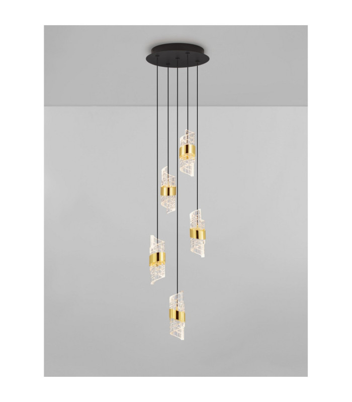 Seneca Cluster Pendant Ceiling Light Platinum Gold Sandy Black LED 41W 2888lm 3000K-4