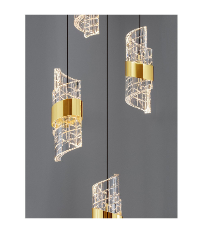 Seneca Cluster Pendant Ceiling Light Platinum Gold Sandy Black LED 41W 2888lm 3000K-6