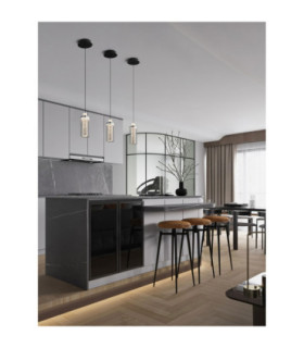 Lune Slim Pendant Ceiling Light Sandy Black Chrome LED 9W 404lm 3000K-2