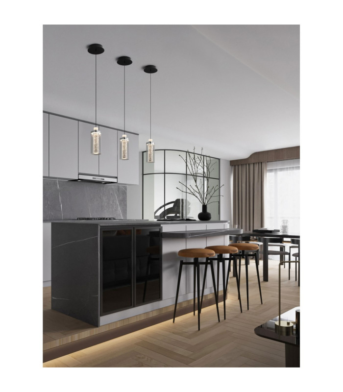 Lune Slim Pendant Ceiling Light Sandy Black Chrome LED 9W 404lm 3000K-2