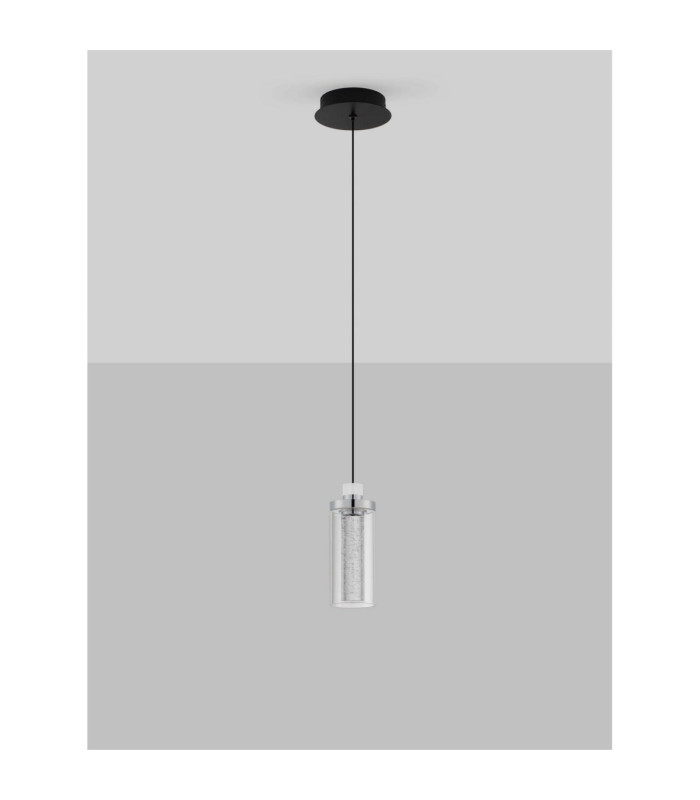 Lune Slim Pendant Ceiling Light Sandy Black Chrome LED 9W 404lm 3000K-3