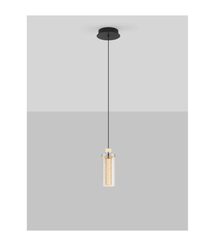 Lune Slim Pendant Ceiling Light Sandy Black Chrome LED 9W 404lm 3000K-4