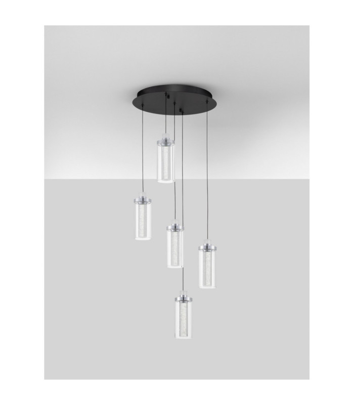 Lune Cluster Pendant Ceiling Light Sandy Black Chrome Triac Dimmable LED 38W 1254lm 3000K-3