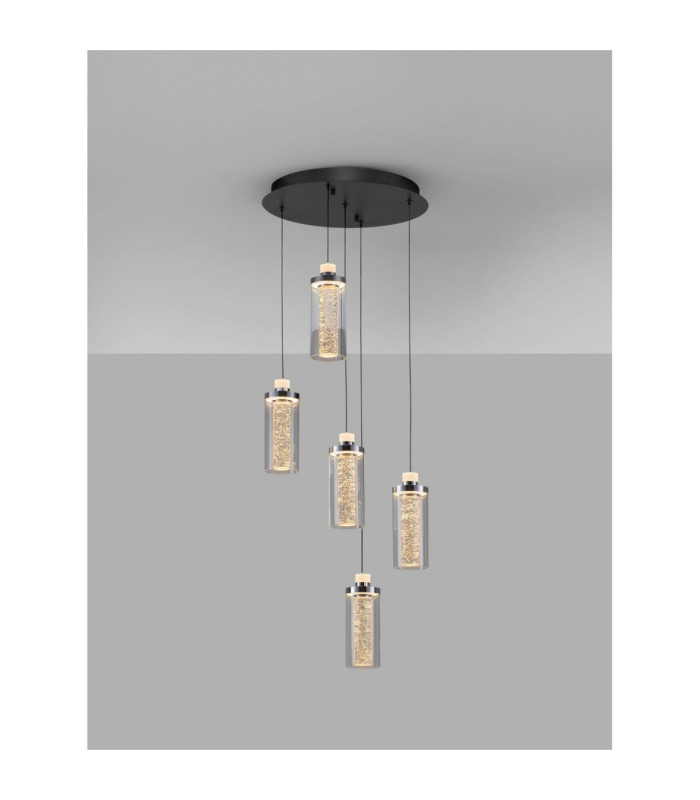 Lune Cluster Pendant Ceiling Light Sandy Black Chrome Triac Dimmable LED 38W 1254lm 3000K-4