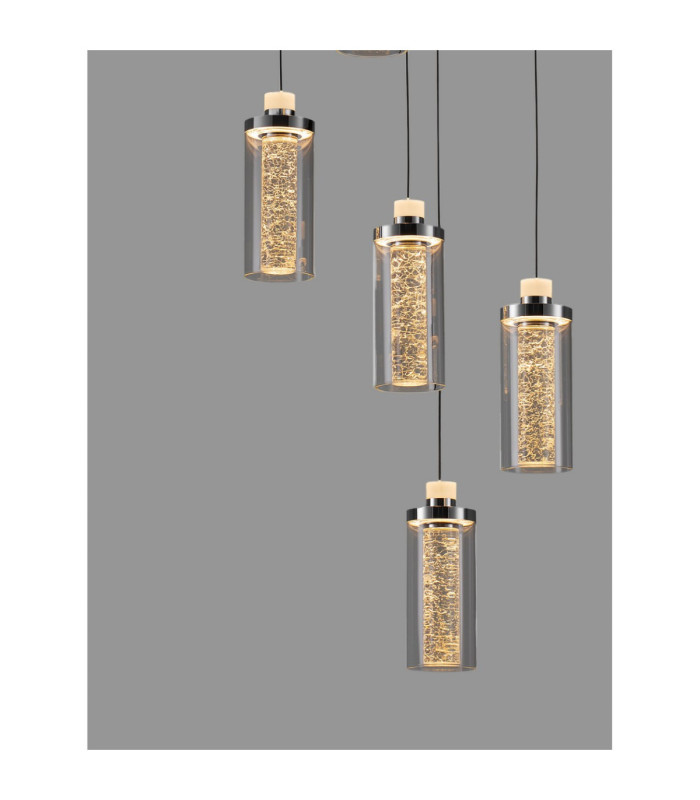 Lune Cluster Pendant Ceiling Light Sandy Black Chrome Triac Dimmable LED 38W 1254lm 3000K-6