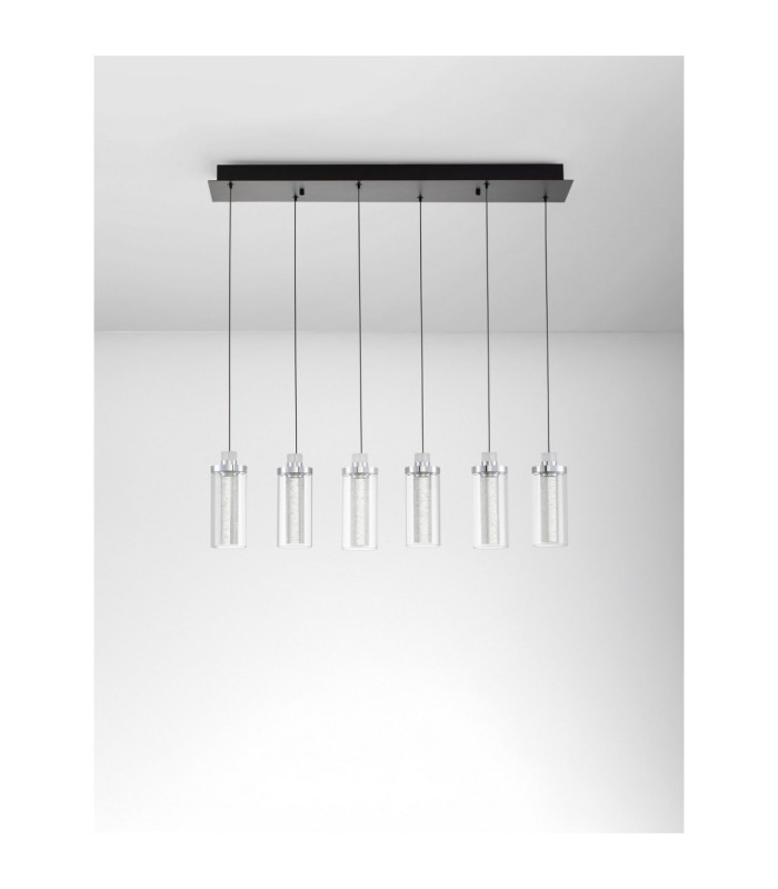 Lune Bar Pendant Ceiling Light Sandy Black Chrome Triac Dimmable LED 44W 1450lm 3000K-3