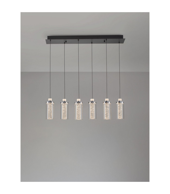 Lune Bar Pendant Ceiling Light Sandy Black Chrome Triac Dimmable LED 44W 1450lm 3000K-4