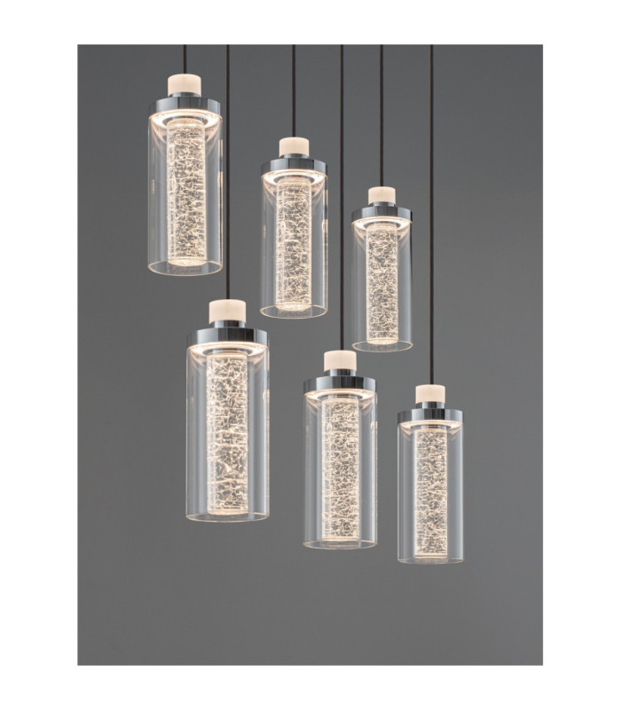 Lune Bar Pendant Ceiling Light Sandy Black Chrome Triac Dimmable LED 44W 1450lm 3000K-6