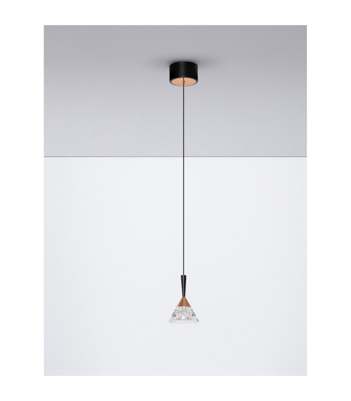 Paluz Slim Pendant Ceiling Light Rose Gold Matt Black LED 7W 345lm 3000K-3