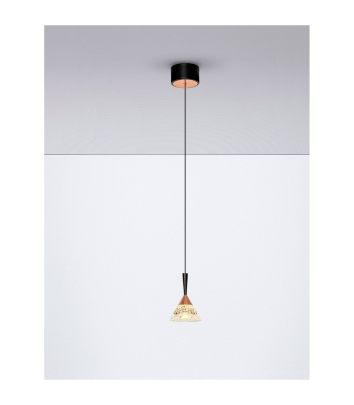 Paluz Slim Pendant Ceiling Light Rose Gold Matt Black LED 7W 345lm 3000K-4