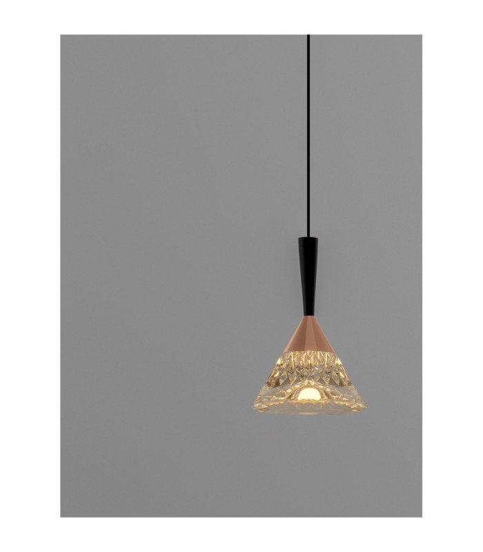 Paluz Slim Pendant Ceiling Light Rose Gold Matt Black LED 7W 345lm 3000K-5