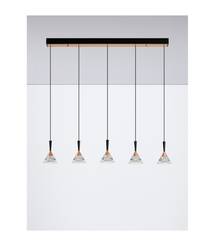 Paluz Bar Pendant Ceiling Light Rose Gold Matt Black Triac Dimmable LED 30W 1558lm 3000K-3
