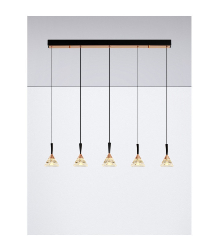 Paluz Bar Pendant Ceiling Light Rose Gold Matt Black Triac Dimmable LED 30W 1558lm 3000K-4