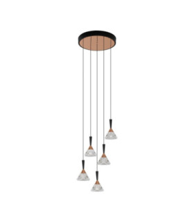 Paluz Cluster Pendant Ceiling Light Rose Gold Matt Black Triac Dimmable LED 30W 1558lm 3000K-1