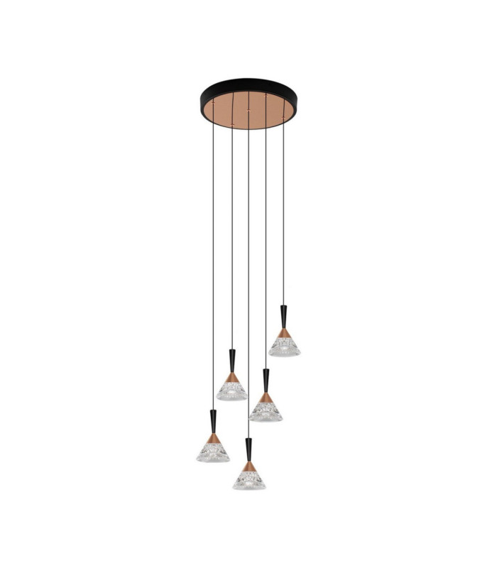 Paluz Cluster Pendant Ceiling Light Rose Gold Matt Black Triac Dimmable LED 30W 1558lm 3000K-1