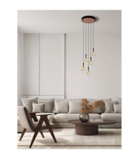 Paluz Cluster Pendant Ceiling Light Rose Gold Matt Black Triac Dimmable LED 30W 1558lm 3000K-2