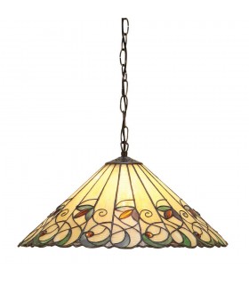 1 Light Medium Ceiling Pendant Dark Bronze, Tiffany glass, E27 - 1