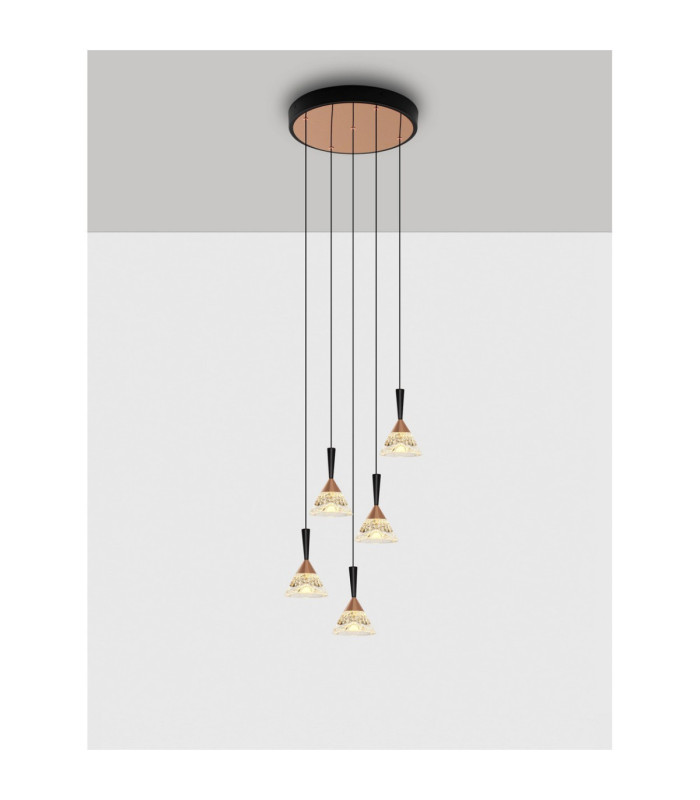 Paluz Cluster Pendant Ceiling Light Rose Gold Matt Black Triac Dimmable LED 30W 1558lm 3000K-4