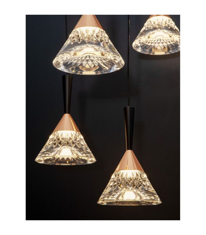 Paluz Cluster Pendant Ceiling Light Rose Gold Matt Black Triac Dimmable LED 30W 1558lm 3000K-6