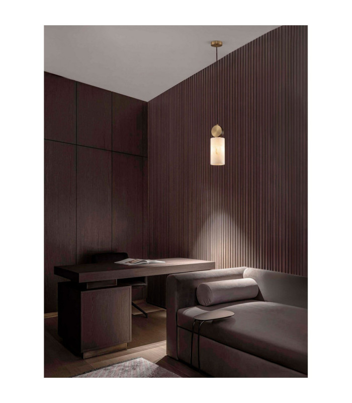 Maru Slim Pendant Ceiling Light Brass Gold E27 1x12W-2