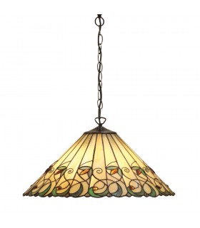 3 Light Large Ceiling Pendant Dark Bronze, Tiffany glass, E27 - 1