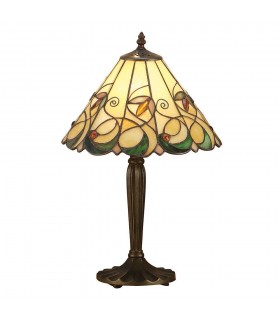 1 Light Small Table Lamp Tiffany Glass, Dark Bronze Paint with Highlights, E27 - 1