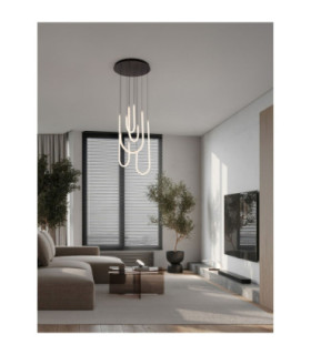 Topaz Cluster Pendant Ceiling Light Matt Black Triac Dimmable LED 55W 3850lm 3000K-2