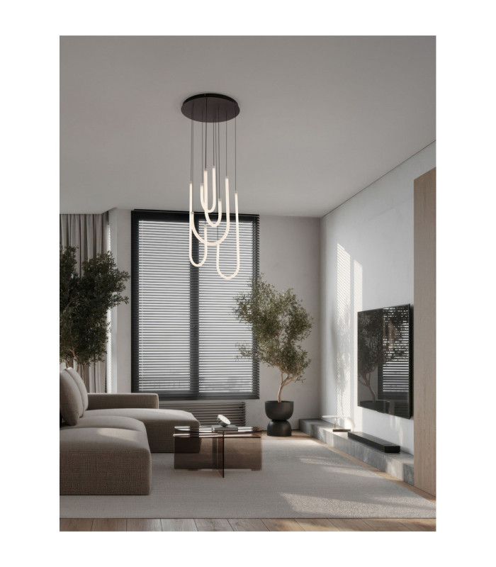 Topaz Cluster Pendant Ceiling Light Matt Black Triac Dimmable LED 55W 3850lm 3000K-2