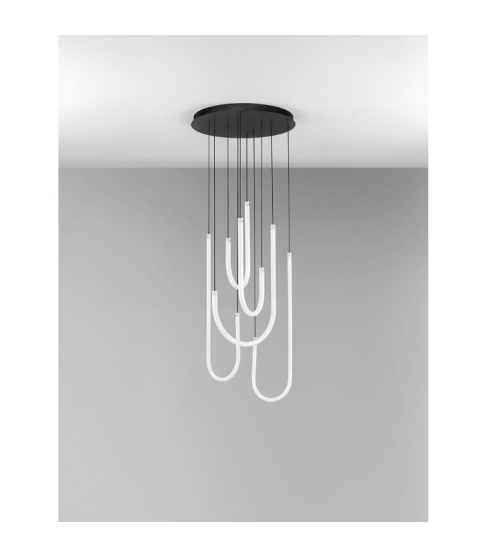 Topaz Cluster Pendant Ceiling Light Matt Black Triac Dimmable LED 55W 3850lm 3000K-3