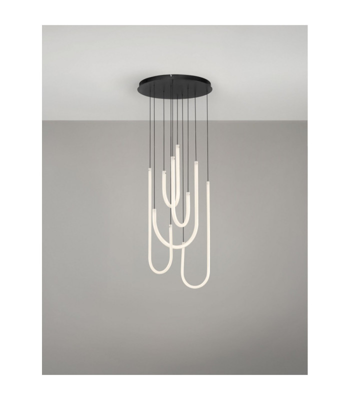 Topaz Cluster Pendant Ceiling Light Matt Black Triac Dimmable LED 55W 3850lm 3000K-4