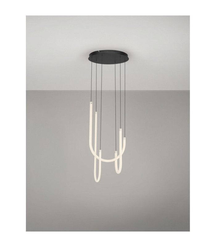 Topaz Cluster Pendant Ceiling Light Matt Black Triac Dimmable LED 40W 2800lm 3000K-4
