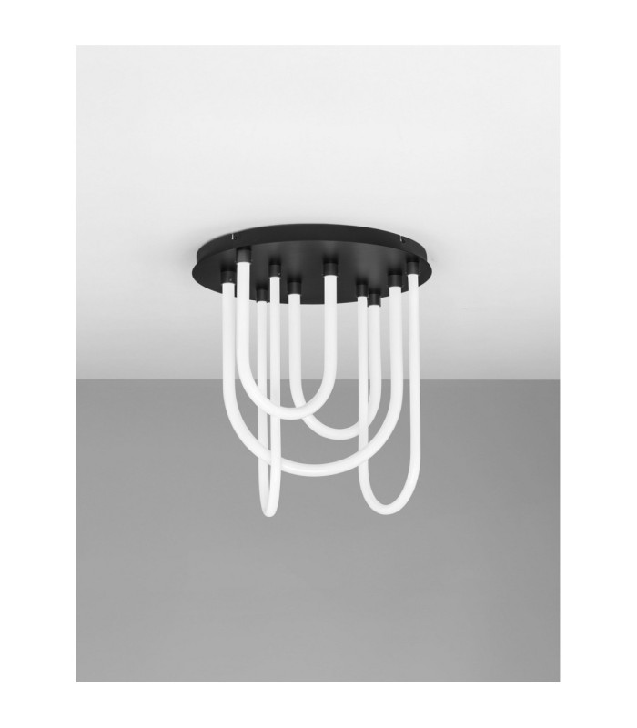 Topaz Integrated LED Semi Flush Ceiling Light Matt Black Triac Dimmable LED 55W 3850lm 3000K-3