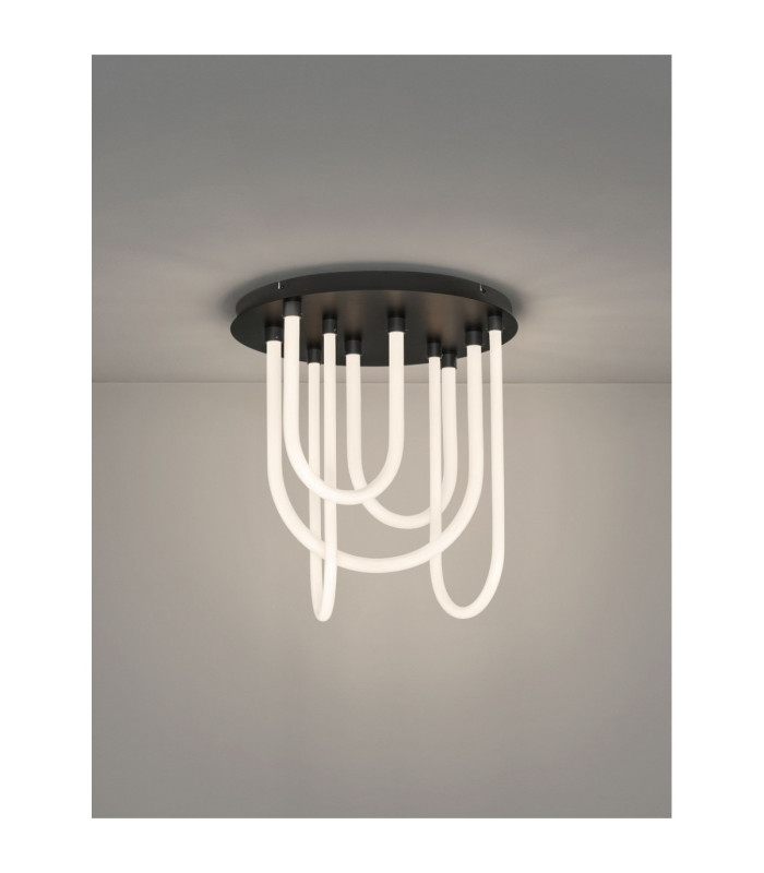 Topaz Integrated LED Semi Flush Ceiling Light Matt Black Triac Dimmable LED 55W 3850lm 3000K-4