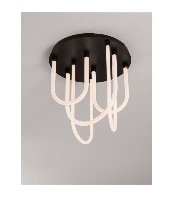Topaz Integrated LED Semi Flush Ceiling Light Matt Black Triac Dimmable LED 55W 3850lm 3000K-5
