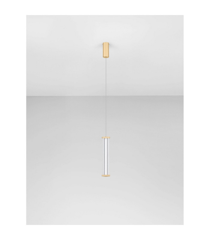 Pheme Slim Pendant Ceiling Light Brushed Gold Triac Dimmable LED 6W 398lm 3000K-3