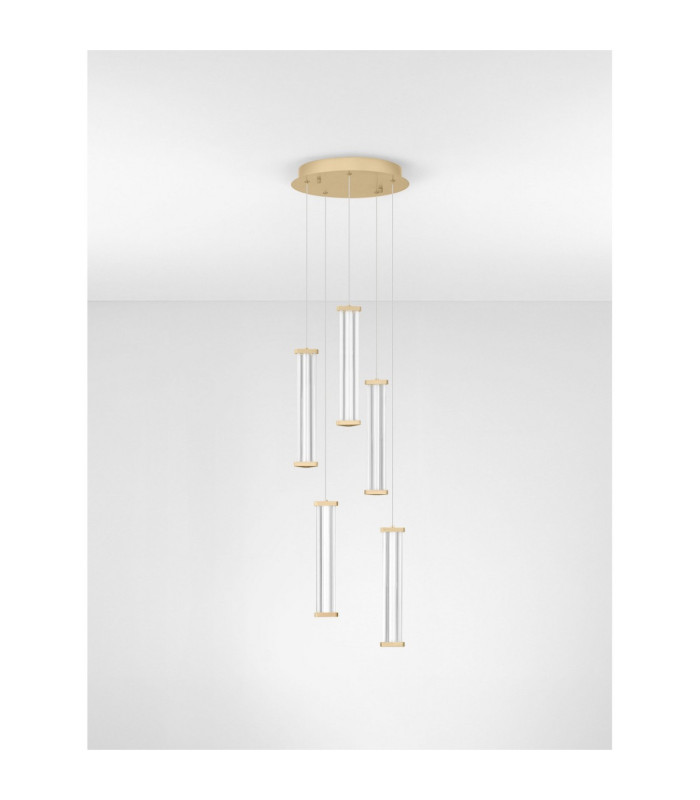 Pheme Cluster Pendant Ceiling Light Brushed Gold Triac Dimmable LED 21W 1470lm 3000K-3