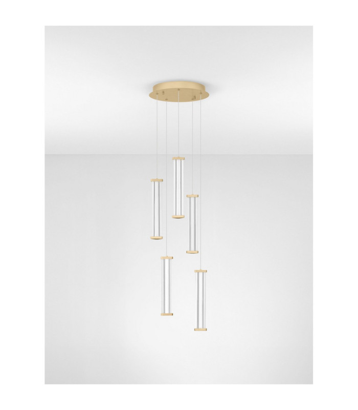 Pheme Cluster Pendant Ceiling Light Brushed Gold Triac Dimmable LED 21W 1470lm 2700K-3