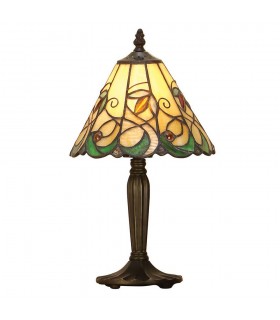 1 Light Table Lamp Tiffany Glass, Dark Bronze Paint with Highlights, E14 - 1