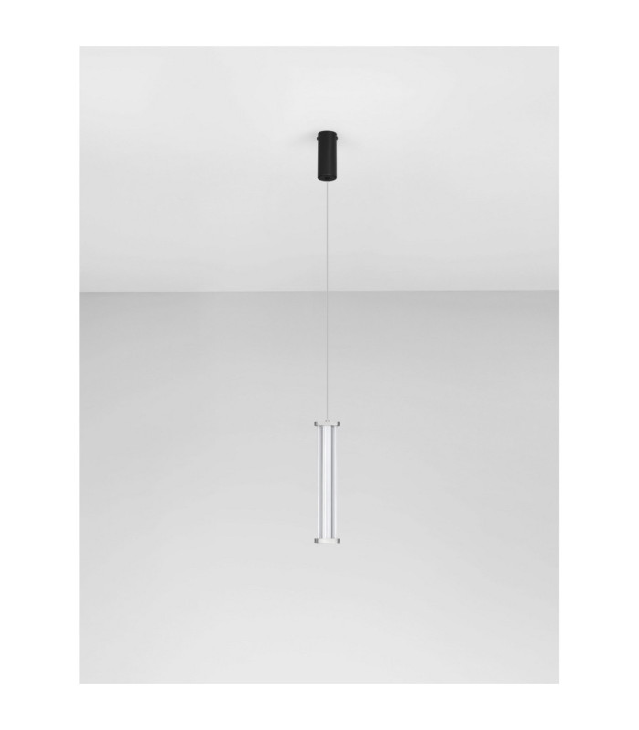 Pheme Slim Pendant Ceiling Light Matt Black Satin Nickel Triac Dimmable LED 6W 398lm 3000K-3