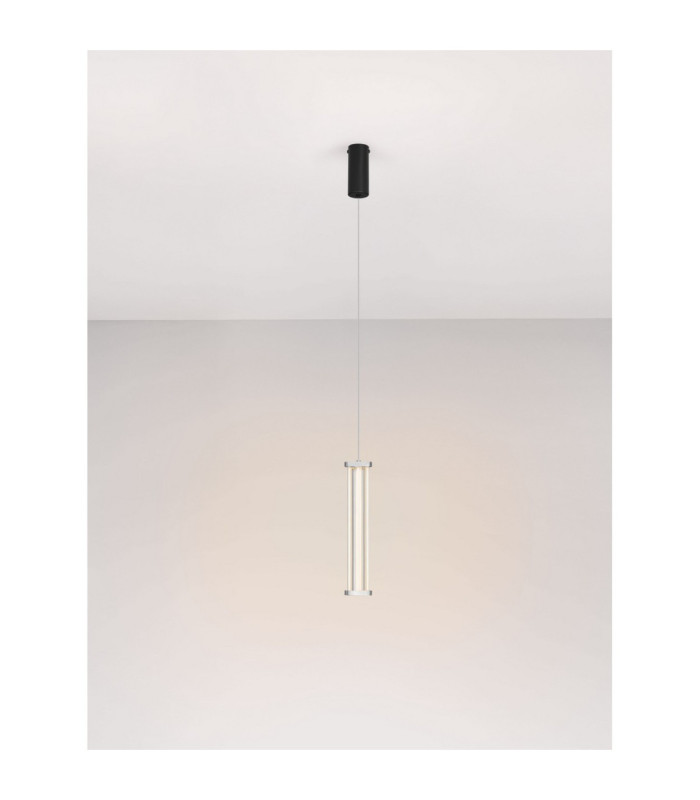 Pheme Slim Pendant Ceiling Light Matt Black Satin Nickel Triac Dimmable LED 6W 398lm 3000K-4