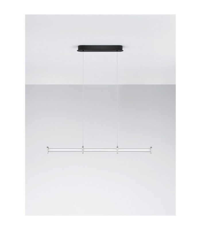 Pheme Bar Pendant Ceiling Light Matt Black Satin Nickel Triac Dimmable LED 13W 910lm 3000K-3