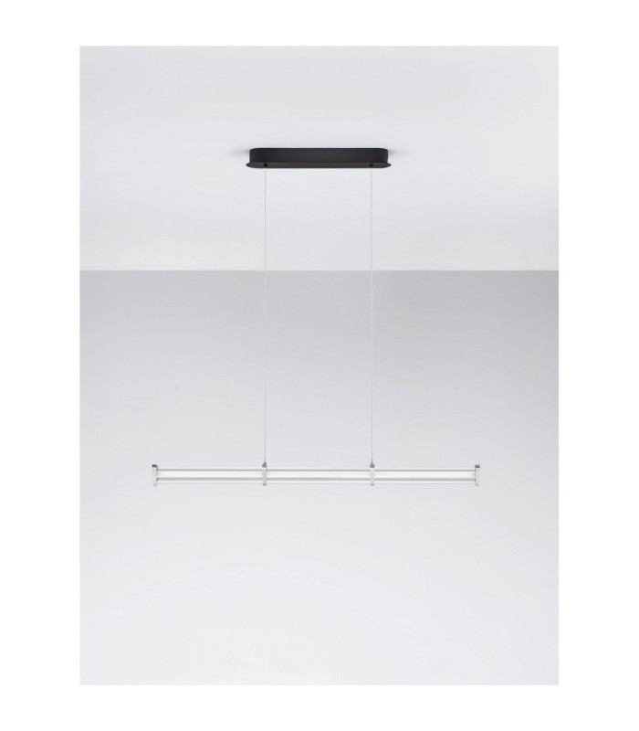 Pheme Bar Pendant Ceiling Light Matt Black Satin Nickel Triac Dimmable LED 13W 910lm 2700K-3