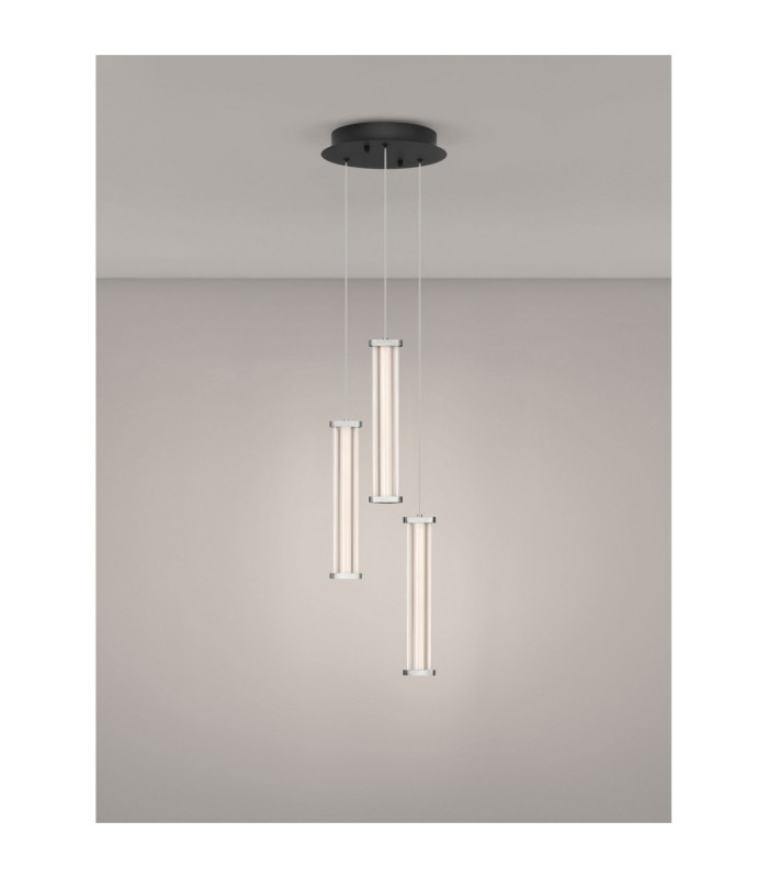 Pheme Cluster Pendant Ceiling Light Matt Black Satin Nickel Triac Dimmable LED 13W 910lm 3000K-4