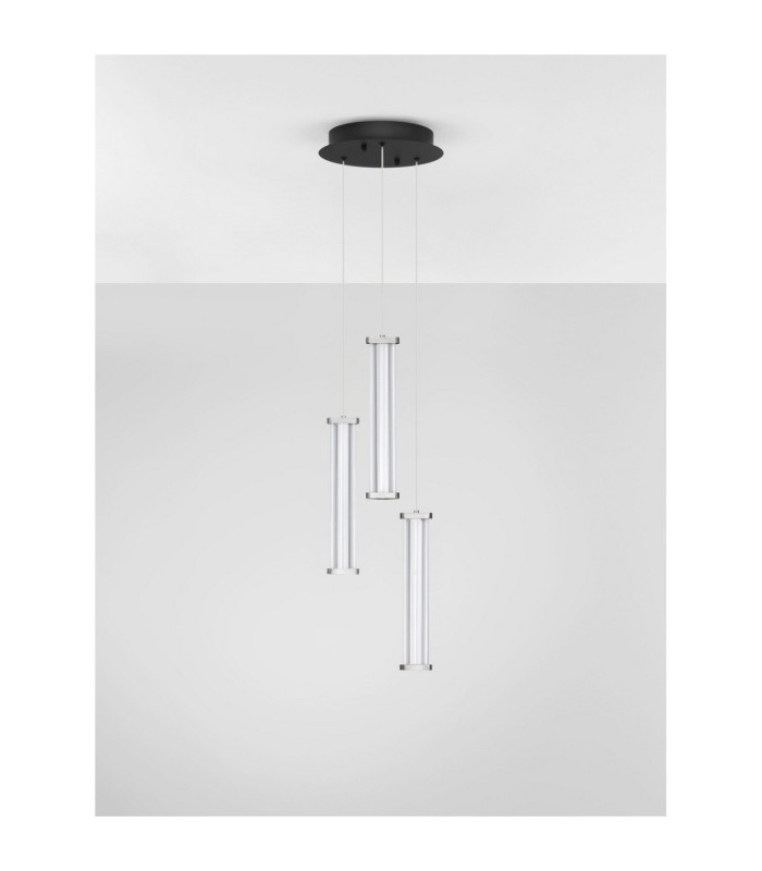 Pheme Cluster Pendant Ceiling Light Matt Black Satin Nickel Triac Dimmable LED 13W 910lm 2700K-3