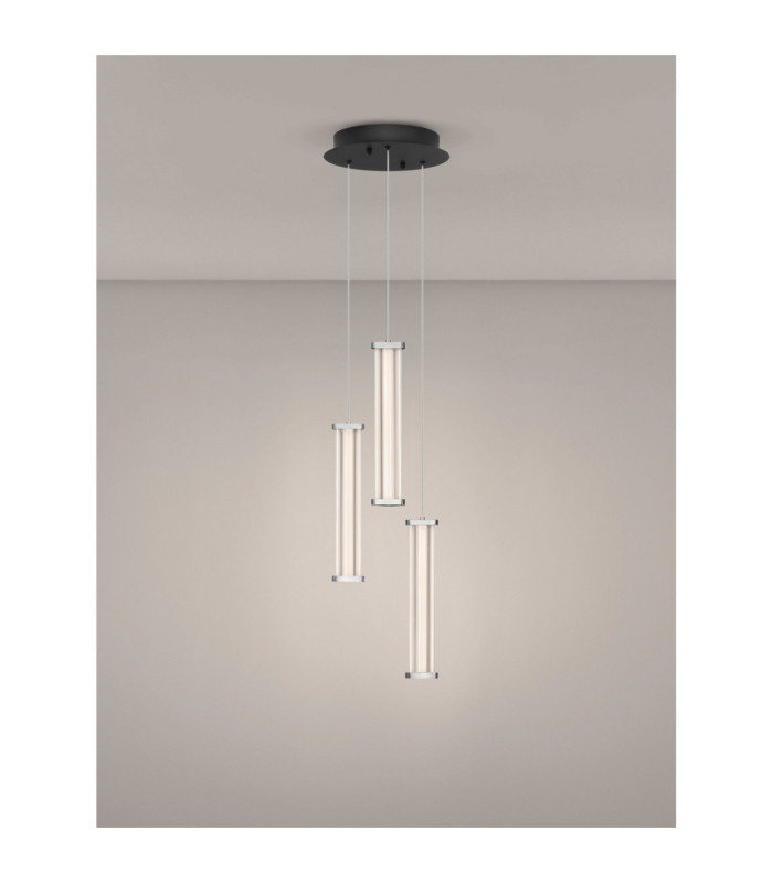 Pheme Cluster Pendant Ceiling Light Matt Black Satin Nickel Triac Dimmable LED 13W 910lm 2700K-4